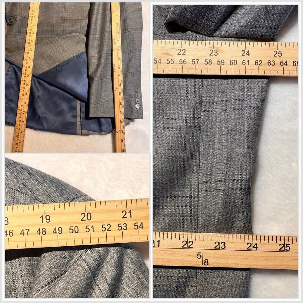 Hart Schaffner Marx New York Fit 48R 41x27 Blue Plaid Classic Suit